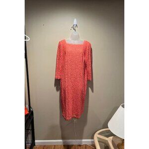 14W Adrianna Papell Dress. Lovely coral lace dress. Luncheon, any party dress!